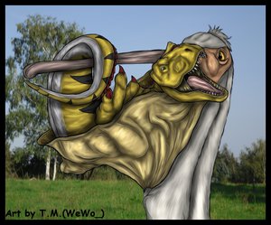 Pelican meets TRex by Wewo