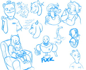 [Fanart] Oh No Undertale Sketches by Malachyte