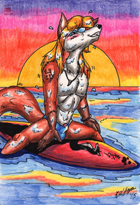 Fox surfing ;3  by JCFox