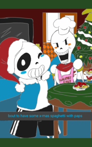 X-Mas Spaghetti with the Skelebros  by LadiesOfMeow