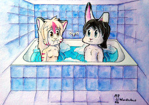 Handdrawn bathing scene by wunderhase