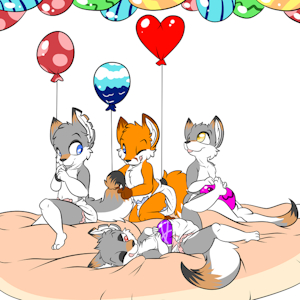 Wolf Triplets' Visit - Battler by KennyKitsune
