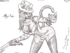 Sexy Gunslinger Sketch by Kyanbu