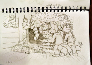 Naughty Christmas foxes by Starkythefox