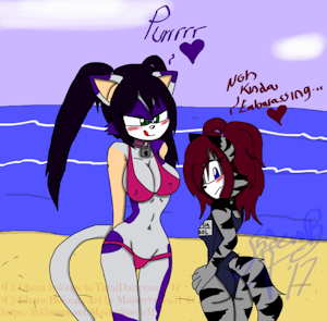 *Gift Art*: Yumi and Ofi at the Beach~ by MasterStevo31