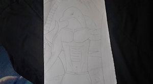 Fusion sketch not colourd at the beach holding a surfboard by Fusion22