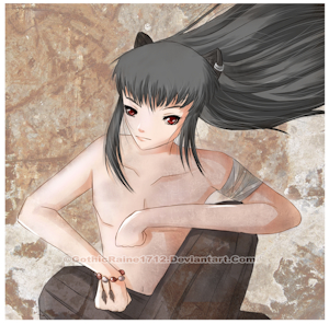 momo hagurashi half breed form by momo