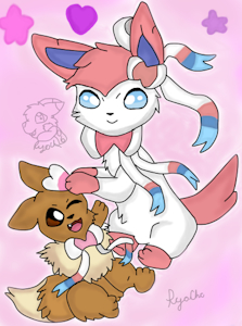 Eevee and Slyveon by RocksRuff