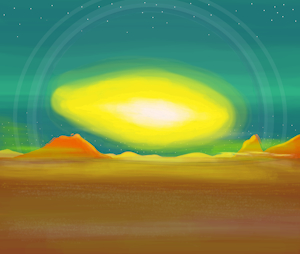 Gas Cloud Explosion on the World of the Barren Womb by moyomongoose