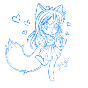 Chibi Jenkitty Sketch in Summer Dress 7-9-17 by JenKitty20