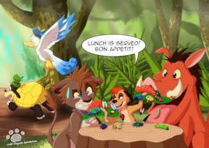 Sora Lion having lunch by CoshiDragonite