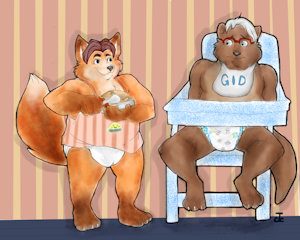 Gid and Gideon.  Pie Time! by blupaddedhusky