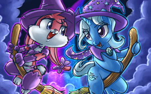 A Rabbit and Pony Witchy Night [SFW] by furnut5158