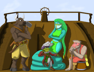 The Bloody Captain and his crew by jsahdow