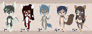 Anthro adopts - 3/5 OPEN by KariChibi