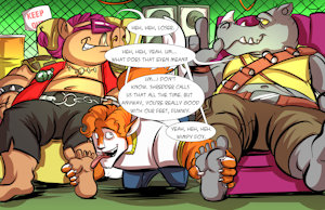 Bebop and Rocksteady's footslave by fuwwyfootpaws