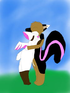 Kittybat and skeppard hug by ChimeKitty