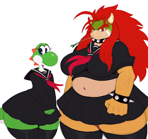 School Girl Yoshi & Bowser by sssonic2