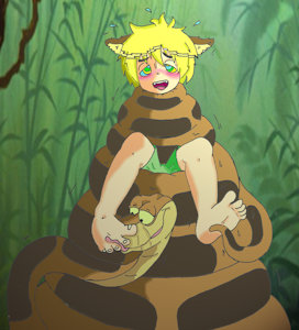 Coils and Hypnosis: Kaa and 'Lil Neko by KnightRayjack
