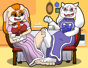 Vanilla x Toriel Tea Party Milf Footsies colored by mepwep