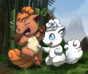 Commission - Vulpix tickling by LKIWS
