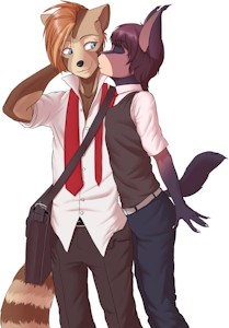 Friendly kiss by fuwaneko