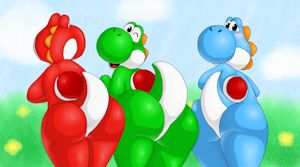 Yoshi Butts by WaffleFox