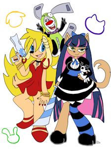 Brandy & Kitty With Mr. Whiskers by killerkittyneko