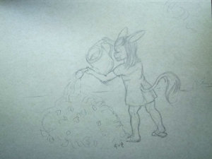 Sketch — Watering the Flowers by StrawberrieCreamed