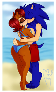 Sonic and Sally commission by DoppleGanger