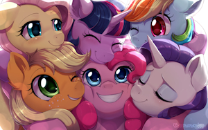 Mane 6 grouphug by Evomanaphy