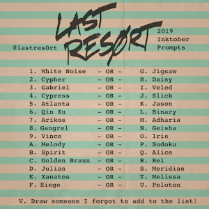 Inktober 2019 - Last Res0rt Character Prompts by lastres0rt
