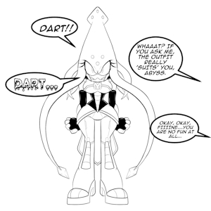 Abyss Tries on Dart's Suit by ChaosCroc