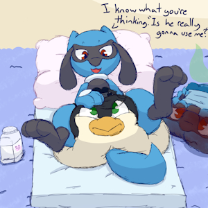 Curiouscat: Riolu Penguin Pamp Packer by BoredomWithFriends