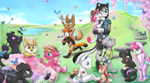Cubs enjoying japanese spring by TK by RickSoftpaw