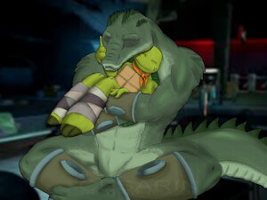 [FANART] Michelangelo x Leatherhead by cesarin