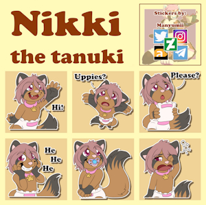 Nikki the Tanuki cub stickers by Manyumii