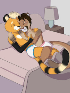 Puma and tiger sleeping together by Postal