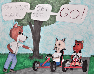 Neighborhood Go Kart Race by moyomongoose