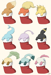 Holiday Eeveelution Stockings by pichu90