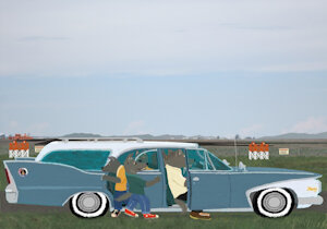 Exiting the Car to watch the Plane Takeoff by moyomongoose