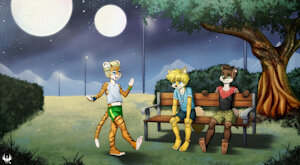 Hanging out under the light of the twin moons by RokukeShiba