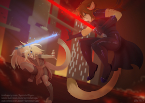 Cat Fight by KittyPrint