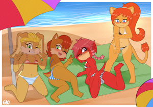 New Guardians of Mobius, Girls in the Beach in Swimsuit. by Zeromegas