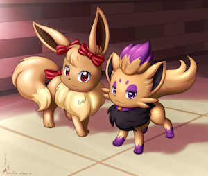 Amber & Chip by Aurawing