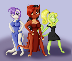 Formally Dressed Saurian Girls by KendraEevee