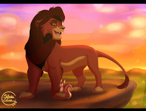 The King and his little friend. (Comission for AdriCueiril) by MakedaLootwood