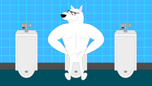 Arnold using the urinal by FurryTilde