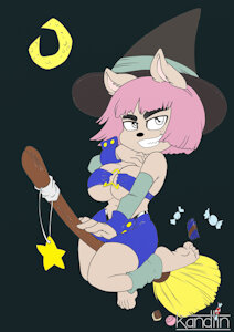 witchy waifu moonlight flight (Coloured) by RatchetLombax