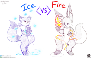 Fire vs Ice (Monthly Sketch) by FireEagle2015